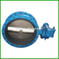 Gear operated double butterfly valve flange